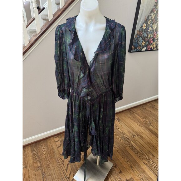 ICONS OBJECTS OF DEVOTION The Flamenco Midi Dress Tartan Plaid Wrap Size XS - Picture 4 of 6